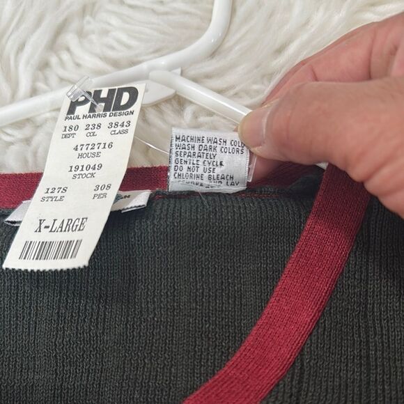 Paul Harris Vintage Design Red and Green Striped Cardigan Sweater Size XL NWT - Picture 8 of 8